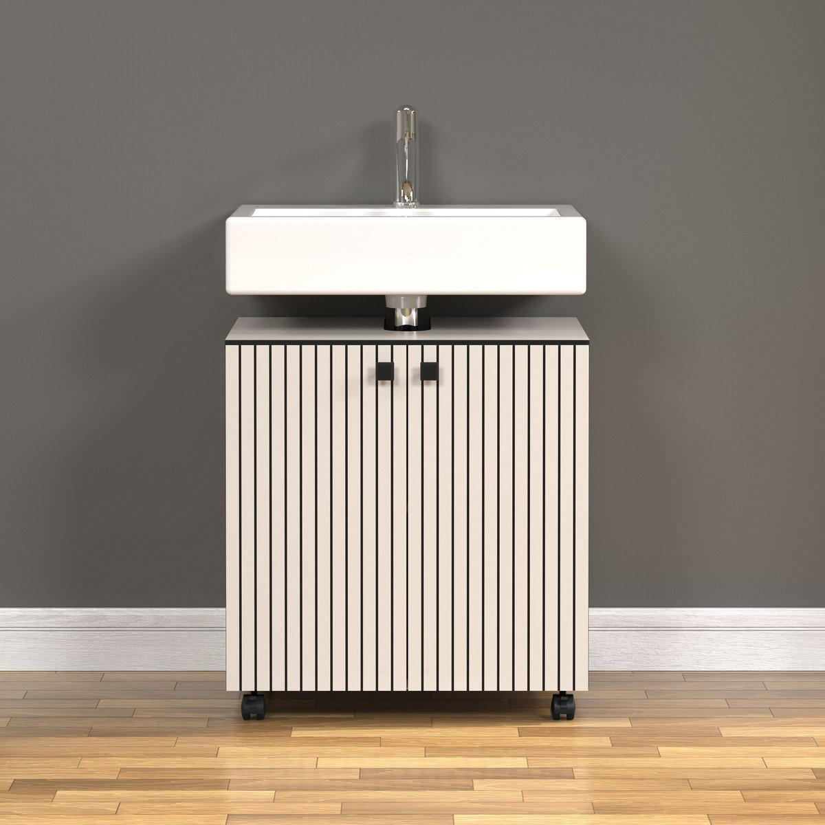 WASCHBECKENUNTERSCHRANK PureBliss Hellgrau - Hellgrau, Holzwerkstoff (60/64/42cm) - Trendteam