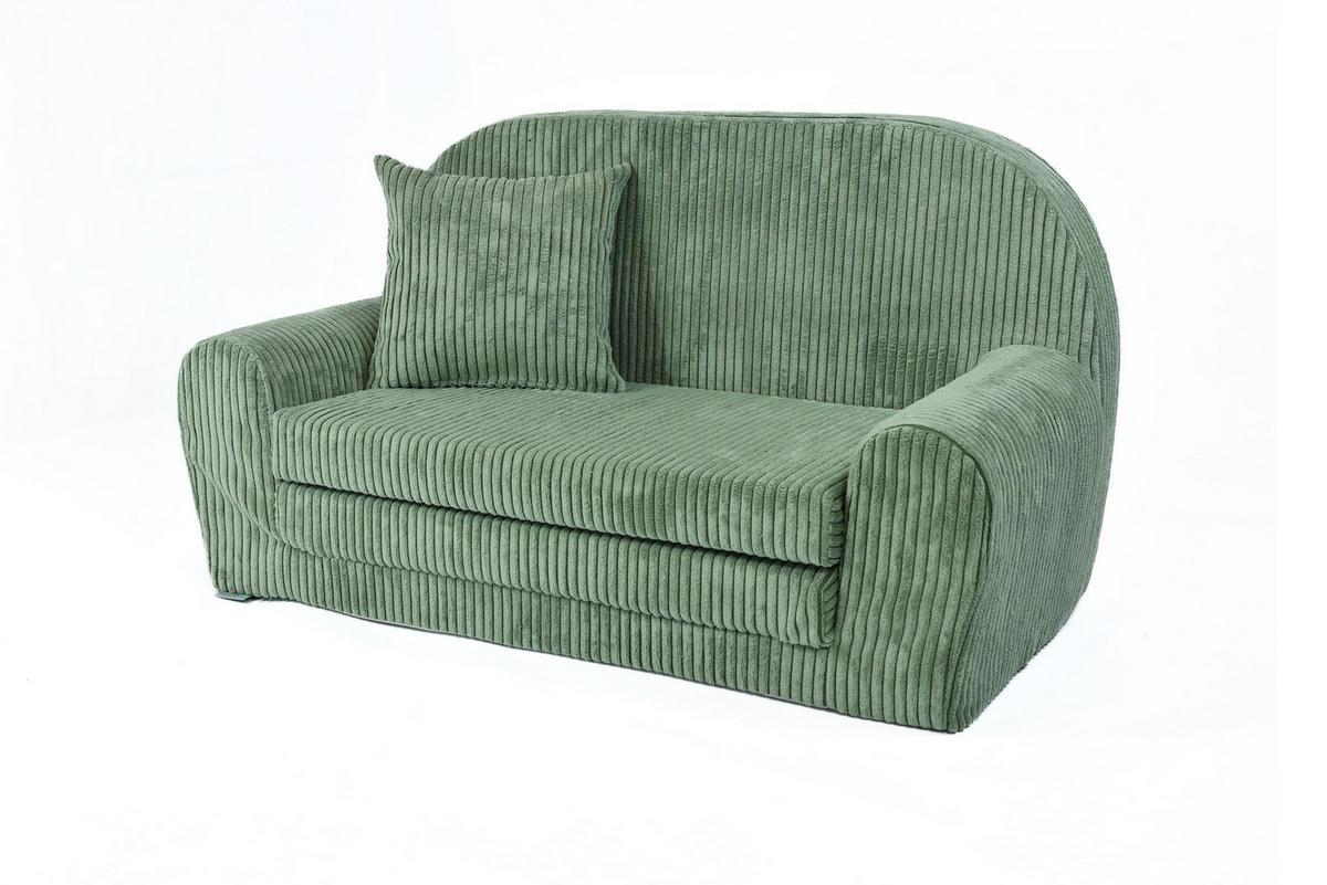 KINDERSOFA MINI aus Kuschel-Cord in Hellgrün - Hellgrün, Textil (78/45/40cm) - Fortisline