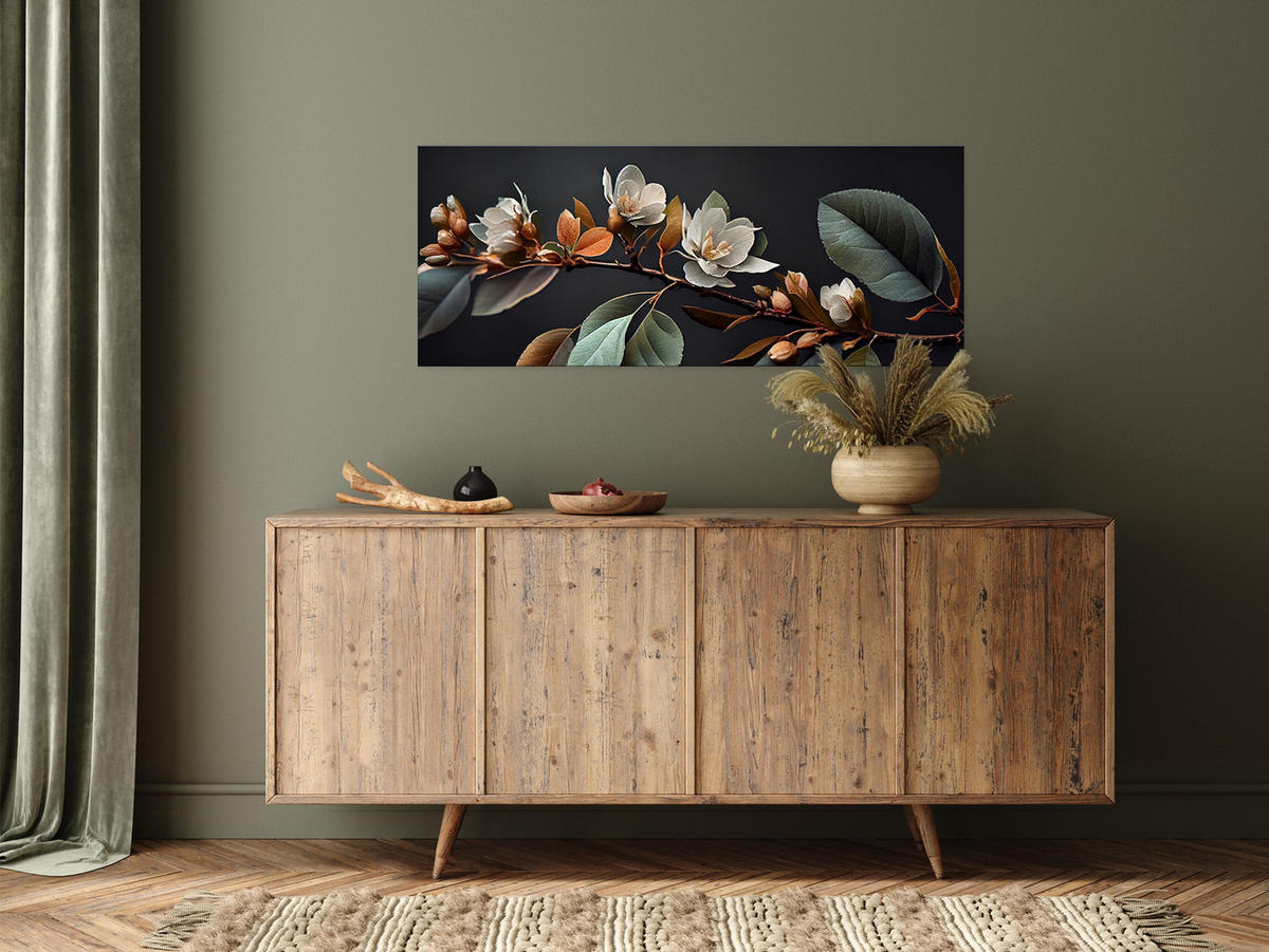 GLASBILD 125x50 cm Blumen anthrazit - Anthrazit, Glas (125/50cm) - artissimo