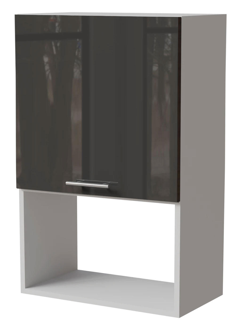 Feldmann-Wohnen Mikrowellenumbauschrank Graphit, Weiß 60x96x32.5 cm