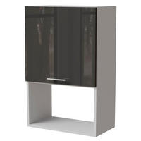MIKROWELLENUMBAUSCHRANK Essen W4MK/60 Graphit Hochglanz / Weiß Matt 60 / 32,5 / 96cm - Graphitfarben/Weiß, Holz/Holzwerkstoff (60/96/32.5cm) - Feldmann-Wohnen