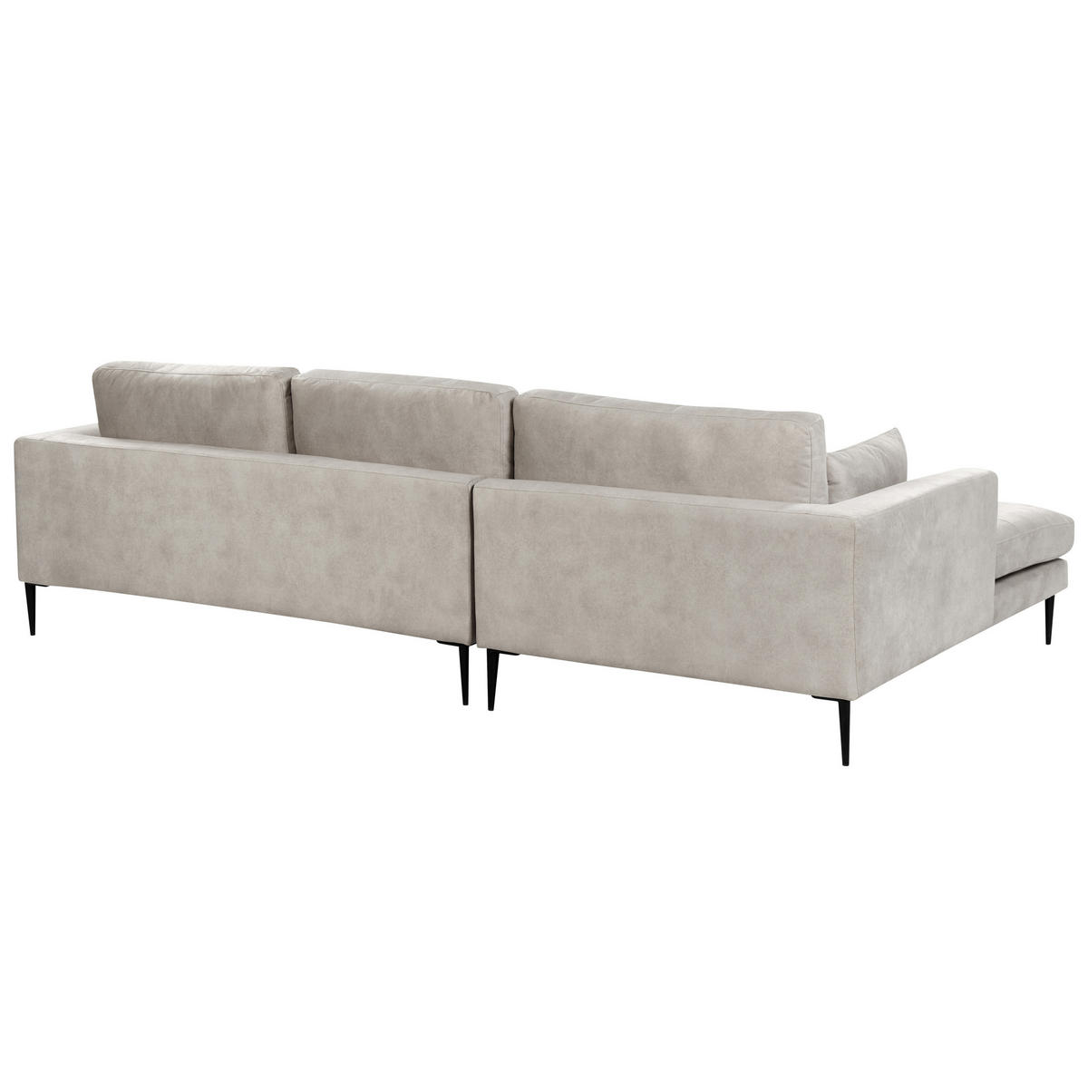 3-SITZER-ECKSOFA Samtstoff Hellgrau linksseitig Flam - Hellgrau, Textil (275/158cm) - Beliani