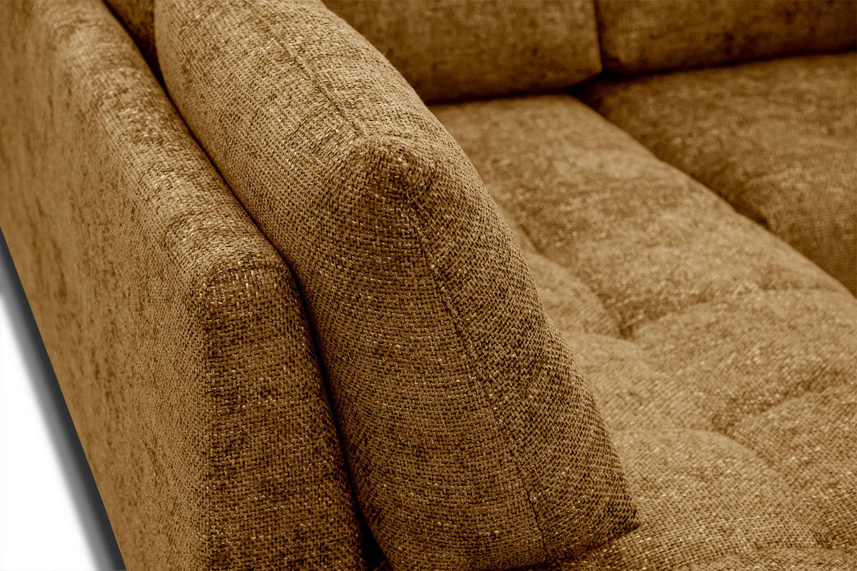 ECKSOFA SALVINI 5-Sitzer, dunkelgelb - Dunkelgelb/Schwarz, Holzwerkstoff/Textil (158/292cm) - Courtois Laville