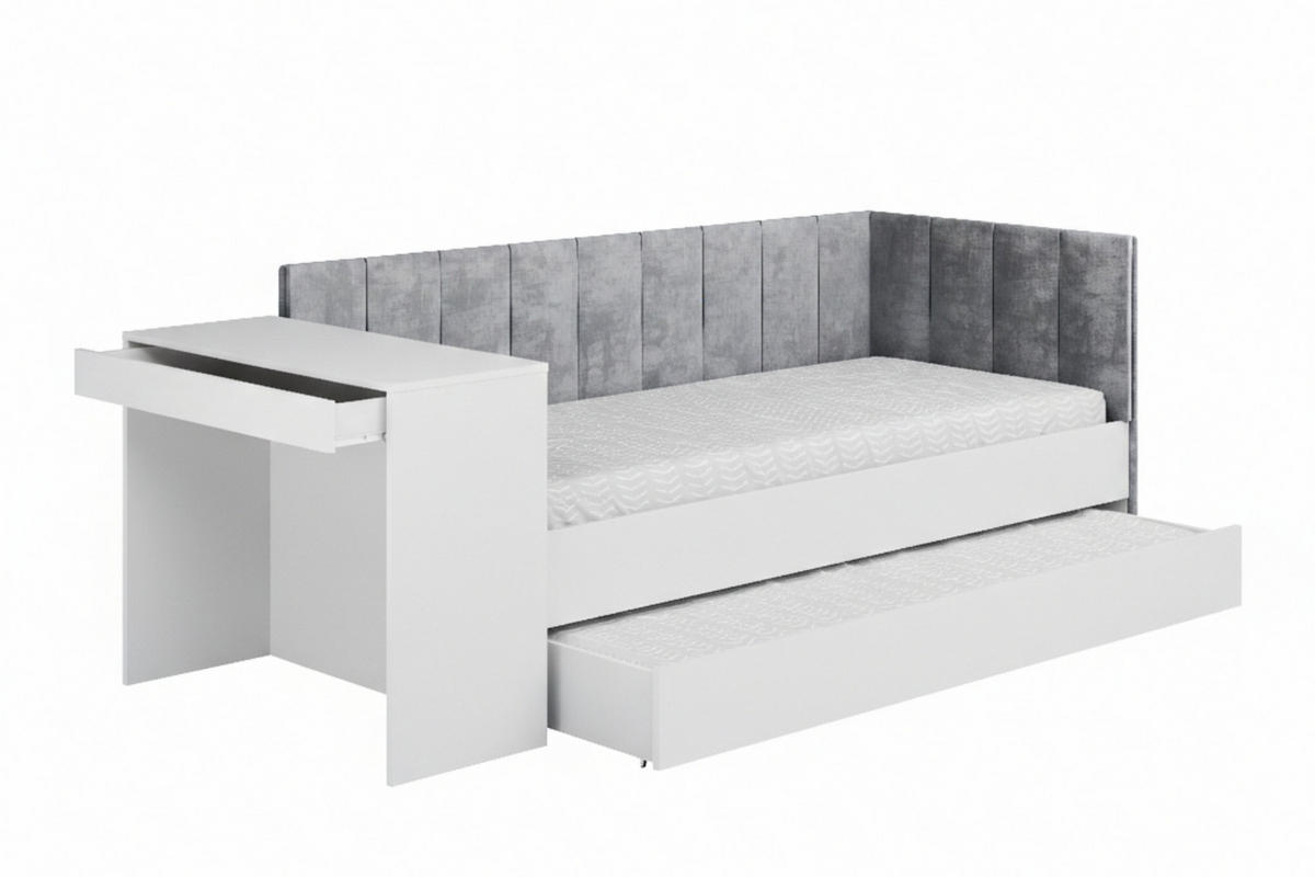 JUGENDBETT FABIAN 90/200 cm in Weiß rechts - Weiß, Holzwerkstoff/Textil (90/200cm) - Deine Möbel 24