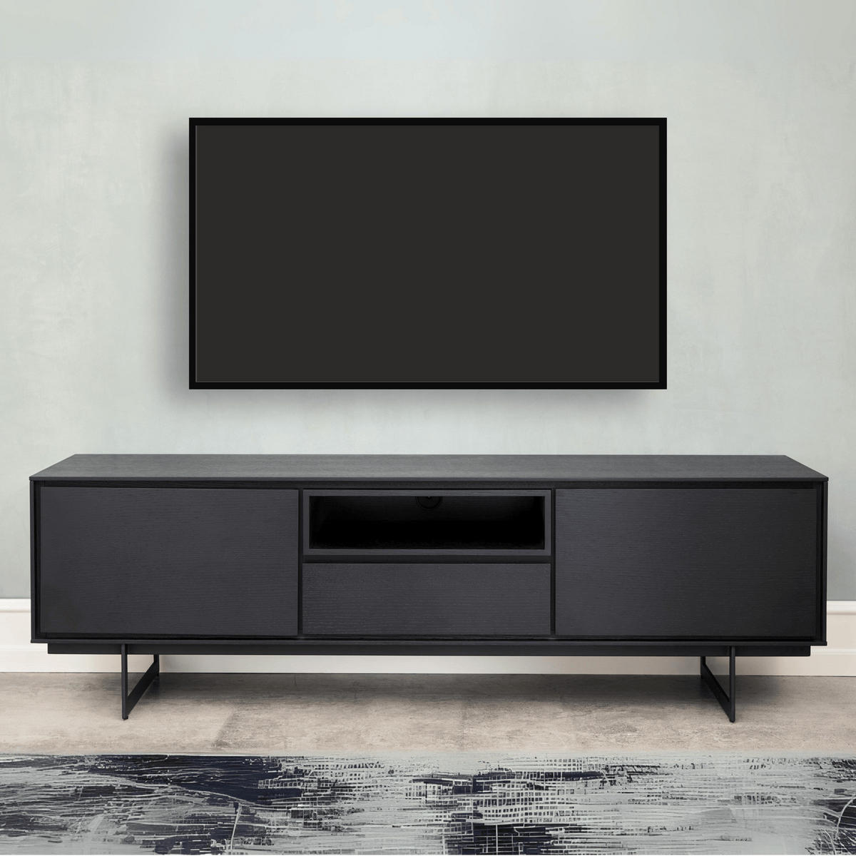 TV-ELEMENT Schwarz - Schwarz, Holz/Metall (160/50/45cm) - Furnhouse