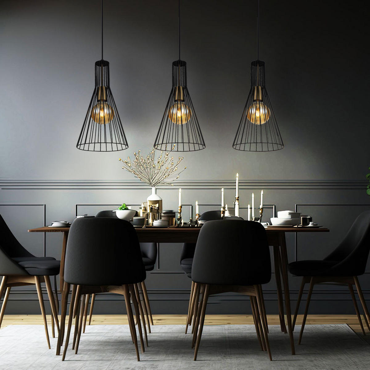 RGB LED HÄNGELEUCHTE Metall Schwarz - Schwarz, Metall (84/20/120cm) - Globo Lighting