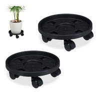 PFLANZENROLLER Schwarz 2er-Set 30 cm - Schwarz, Kunststoff/Metall (30/9.5/30cm) - Relaxdays