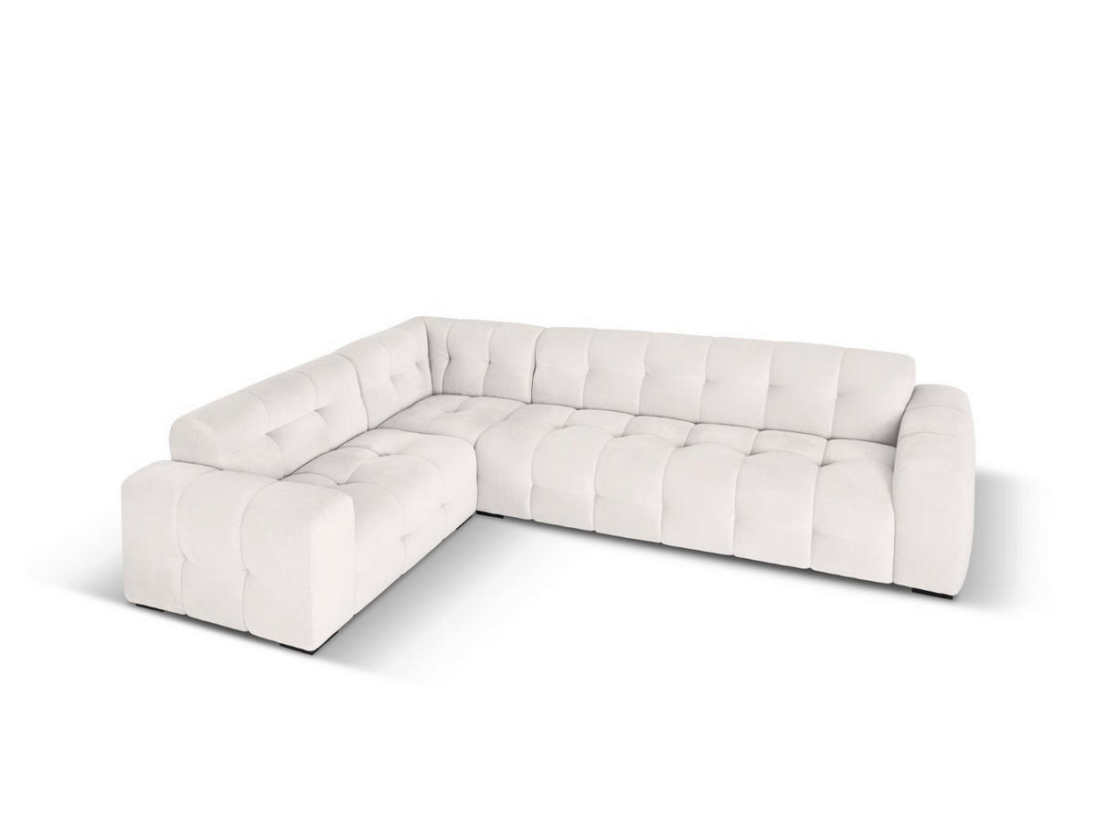 ECKSOFA links Kendal aus Samt hellgrau 6 Sitzplätze - Hellgrau, Textil (231/332cm) - Micadoni