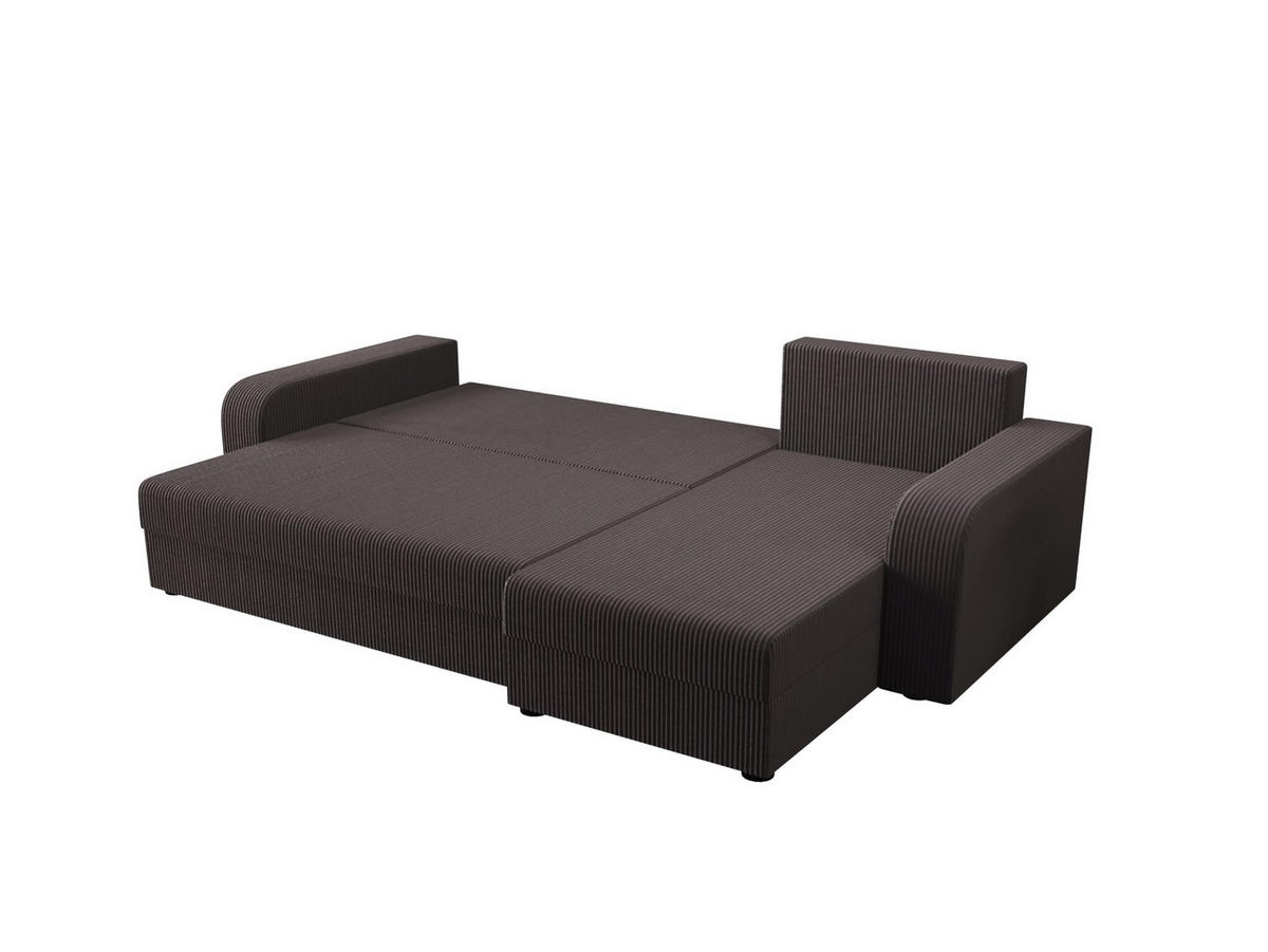ECKSOFA HEWLET L BIS Zoom 21 Rechts mit Schlaffunktion - Dunkelgrau, Textil (240/140cm) - Bedante