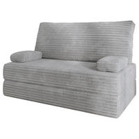 BETTSOFA LADIA aus Schaumstoff Cordstoff Hellgrau Schlaffunktion - Grau, Textil (140/86/60cm) - MASSENO