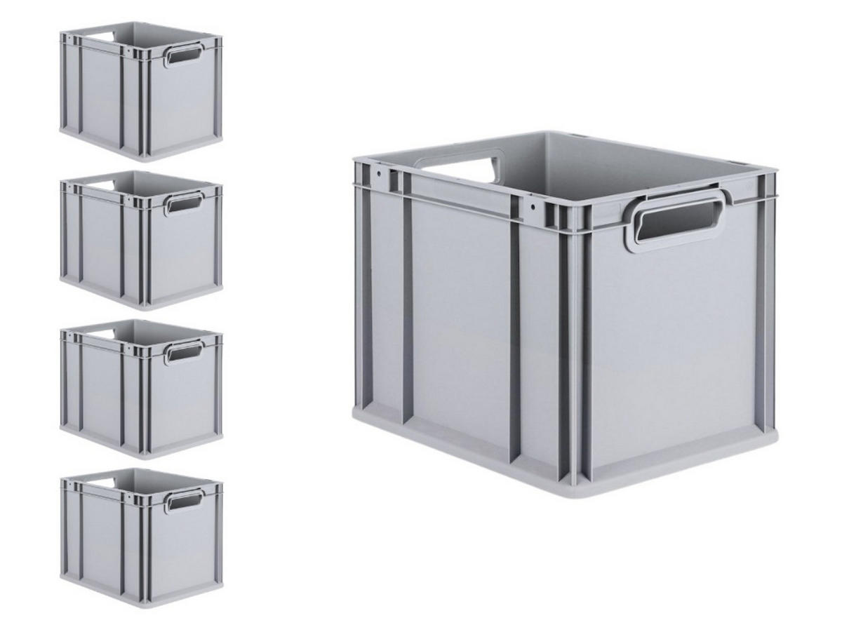 EUROBOX 5x Nextgen Economy Griffe Offen 32x30x40cm 30 Liter - Grau, Kunststoff (30/32/40cm) - PROREGAL