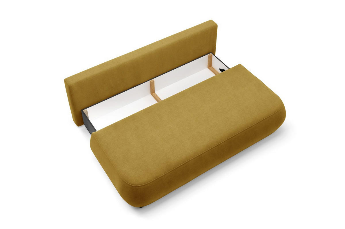 SCHLAFSOFA mit Bettkasten Gelb - Gelb/Schwarz, Holz/Holzwerkstoff (210/82/106cm) - Furnisell
