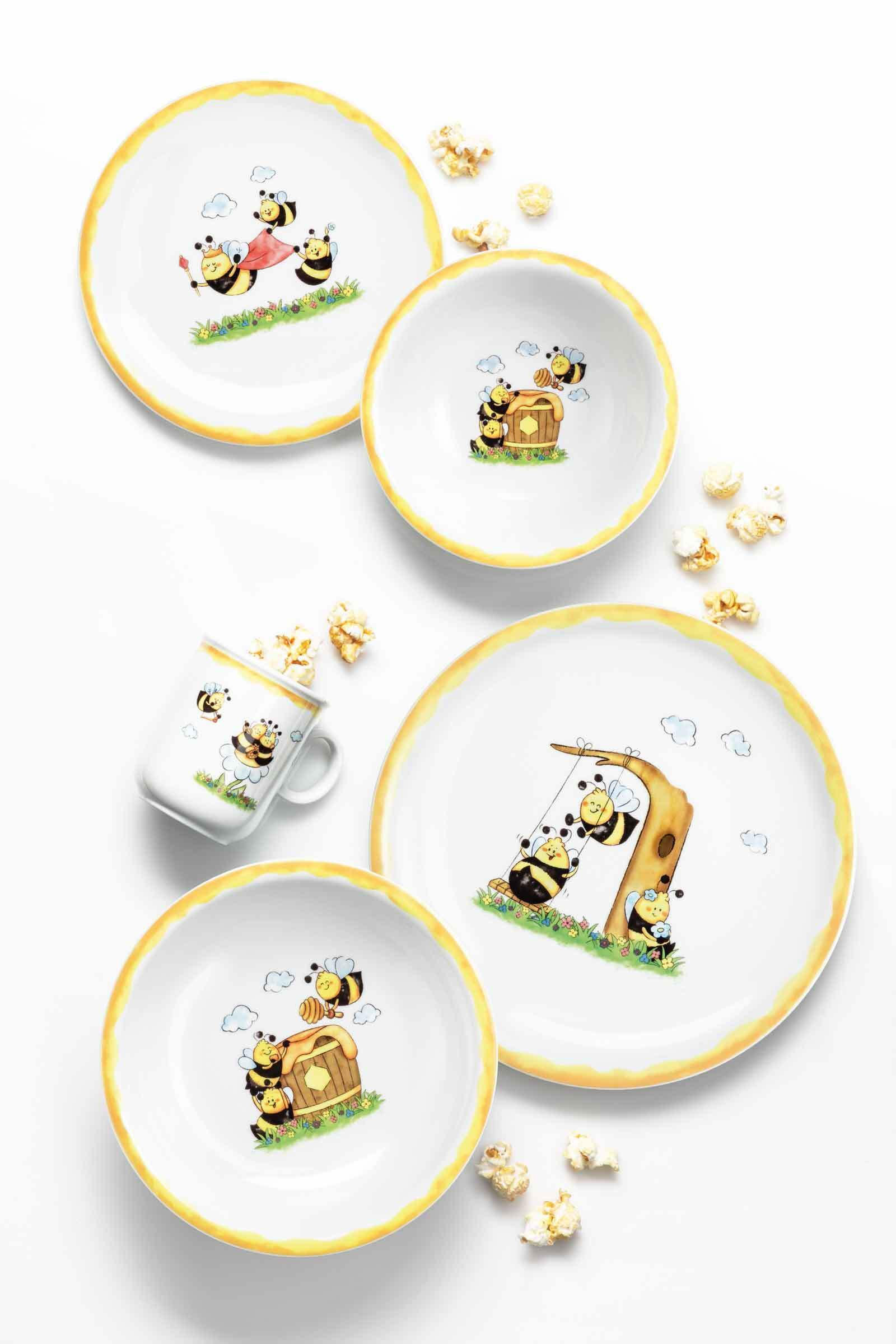 KINDERGESCHIRR SET Compact Fleißige Bienen bunt 5er Set - Multicolor, Keramik (1/1/1cm) - Seltmann Weiden