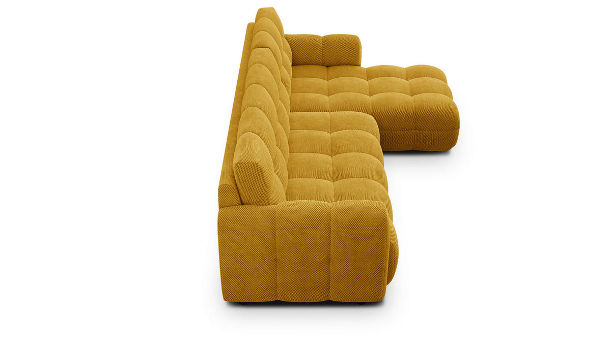 ECKSOFA MELLOW 4-Sitzer, safran - Gelb/Schwarz, Holz/Textil (262/156cm) - Courtois Laville