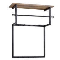 WANDGARDEROBE Massivholz Metall Modern mit 10 Haken, Kleiderstange und Ablage - Schwarz, Holz/Metall (60/76/26cm) - KADIMA DESIGN