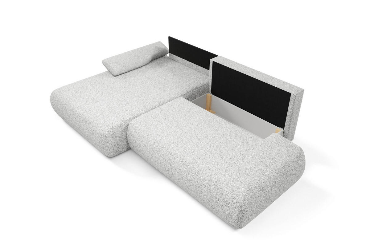 ECKSOFA DELTA L-S Hellgrau Geflochtener Stoff mit Schlaffunktion - Hellgrau, Holz (286/173.5cm) - MASSENO