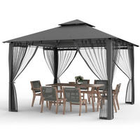 GARTENPAVILLON 2.8 x 2.8M Grau Wasserdicht mit Moskitonetz - Grau, Metall (275/275/275cm)