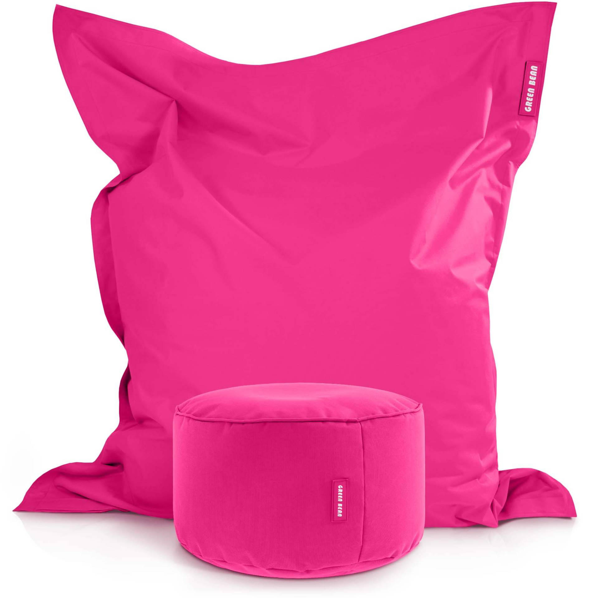 XXL-SITZSACK + Pouf 2er Set - 140x180cm - Pink, Textil (140/25/180cm) - Green Bean