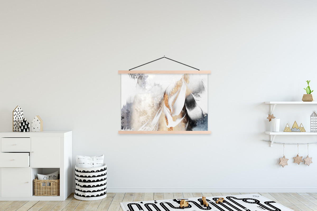 POSTER Luxus - Abstrakt - Gold - Weiß 120x80 cm - Goldfarben, Textil (120/80/0.15cm) - MuchoWow