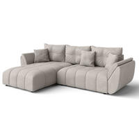 ECKSOFA L Form Verciani Beige 266/190/91 cm mit Schlaffunktion - Beige/Schwarz, Kunststoff/Textil (266/190cm) - AX Living