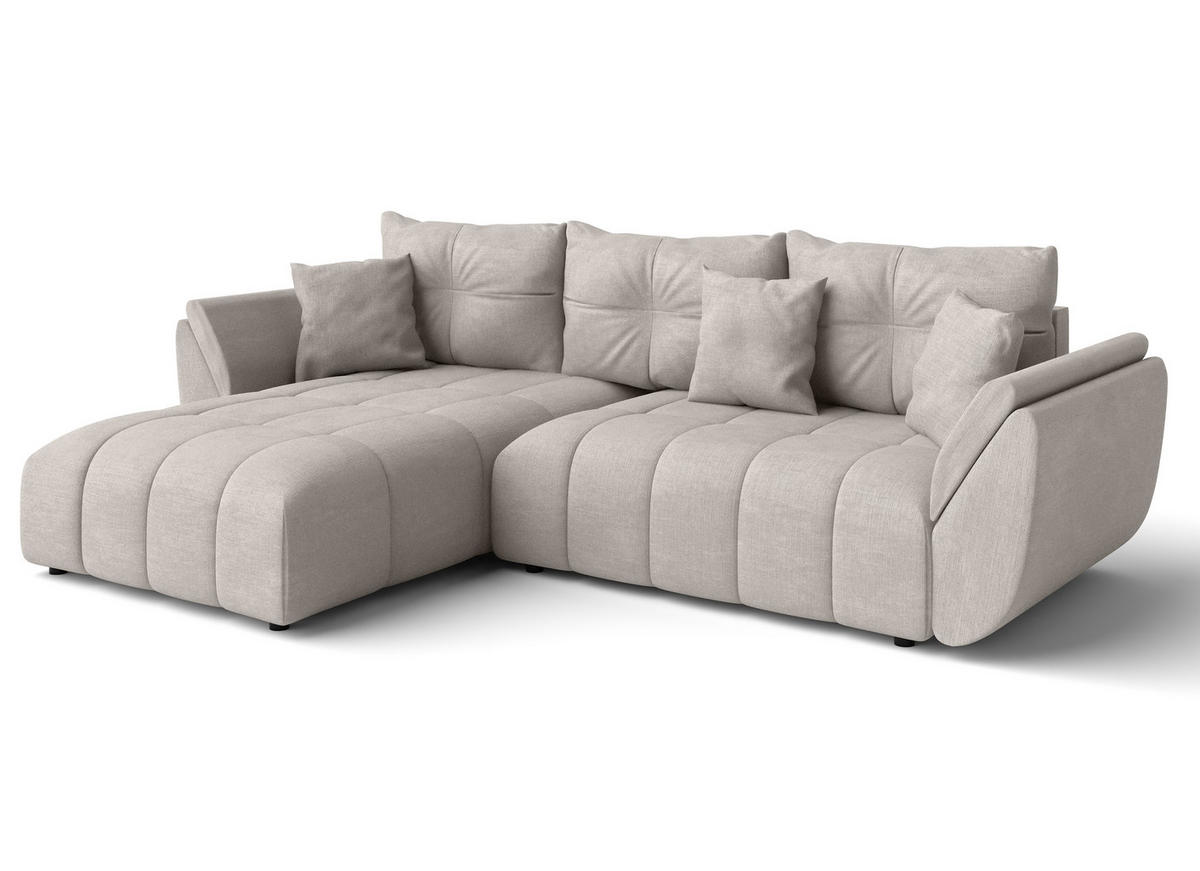 ECKSOFA L Form Verciani Beige 266/190/91 cm mit Schlaffunktion - Beige/Schwarz, Kunststoff/Textil (266/190cm) - AX Living