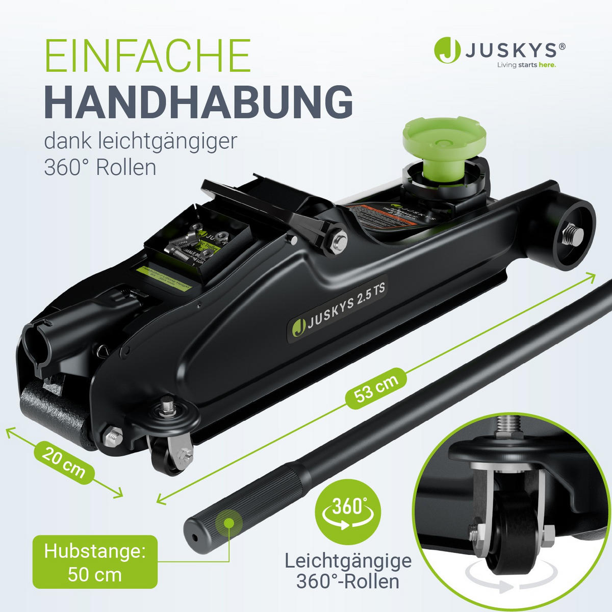 WAGENHEBER 2,5t schwarz - Schwarz, Metall (53/20/13cm) - Juskys