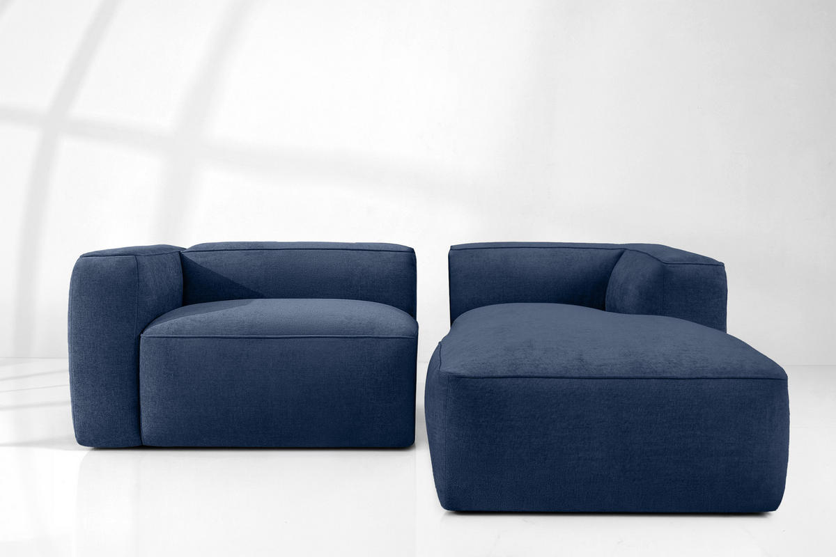ECKSOFA RECHTS FUBBO, Dunkelblau - Dunkelblau, Holz/Holzwerkstoff (225/176cm) - KONSIMO®