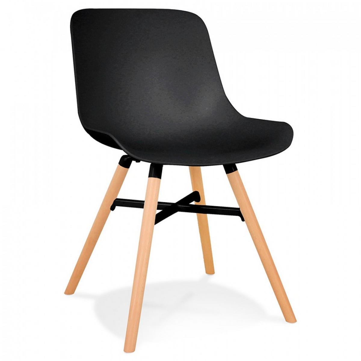 STUHL Schwarz 48x81x55cm - Buchefarben/Schwarz, Kunststoff (48/81/55cm) - AlterEgo