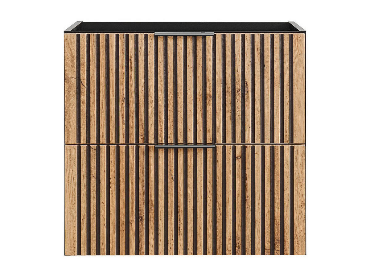 WASCHBECKENUNTERSCHRANK hängend - Streifenoptik - Holzfarben hell & Schwarz - 60 cm - MADELA - Schwarz, Holz (60/57/46cm) - Vente-Unique