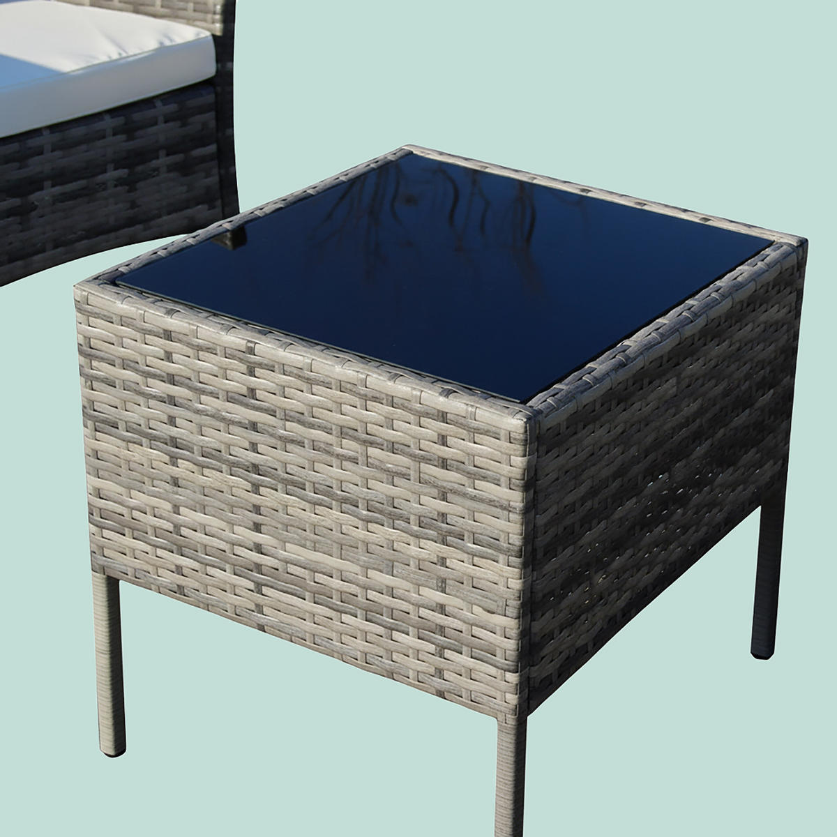 3-TLG.GARTENMÖBEL-SET - Grau, Glas/Kunststoff - Relaxdays