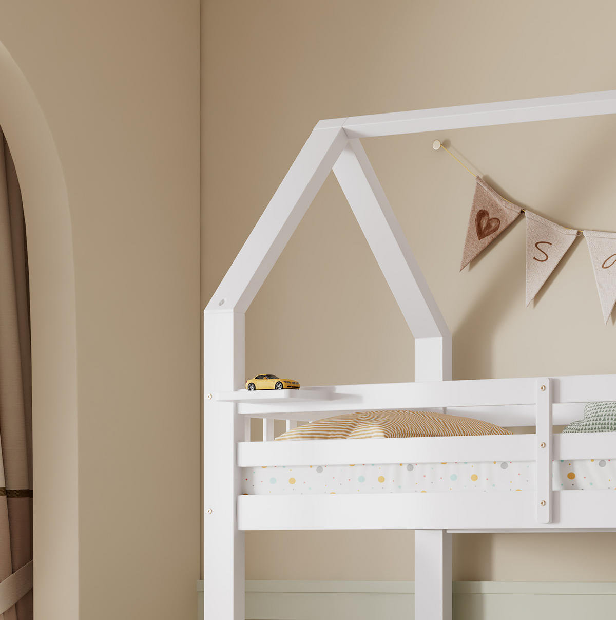 HAUSBETT 90/200 & 140/200 cm in Weiß mit Treppenschrank und Schubladen - Weiß, Holzwerkstoff (90/200cm) - BEAOK