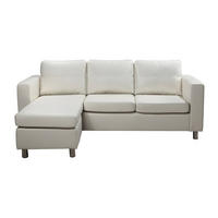 SOFA - 4 Personen - kunstleder - elfenbeinfarben Ackley - Weiß, Leder/Textil (196/77/133cm) - Vente-Unique