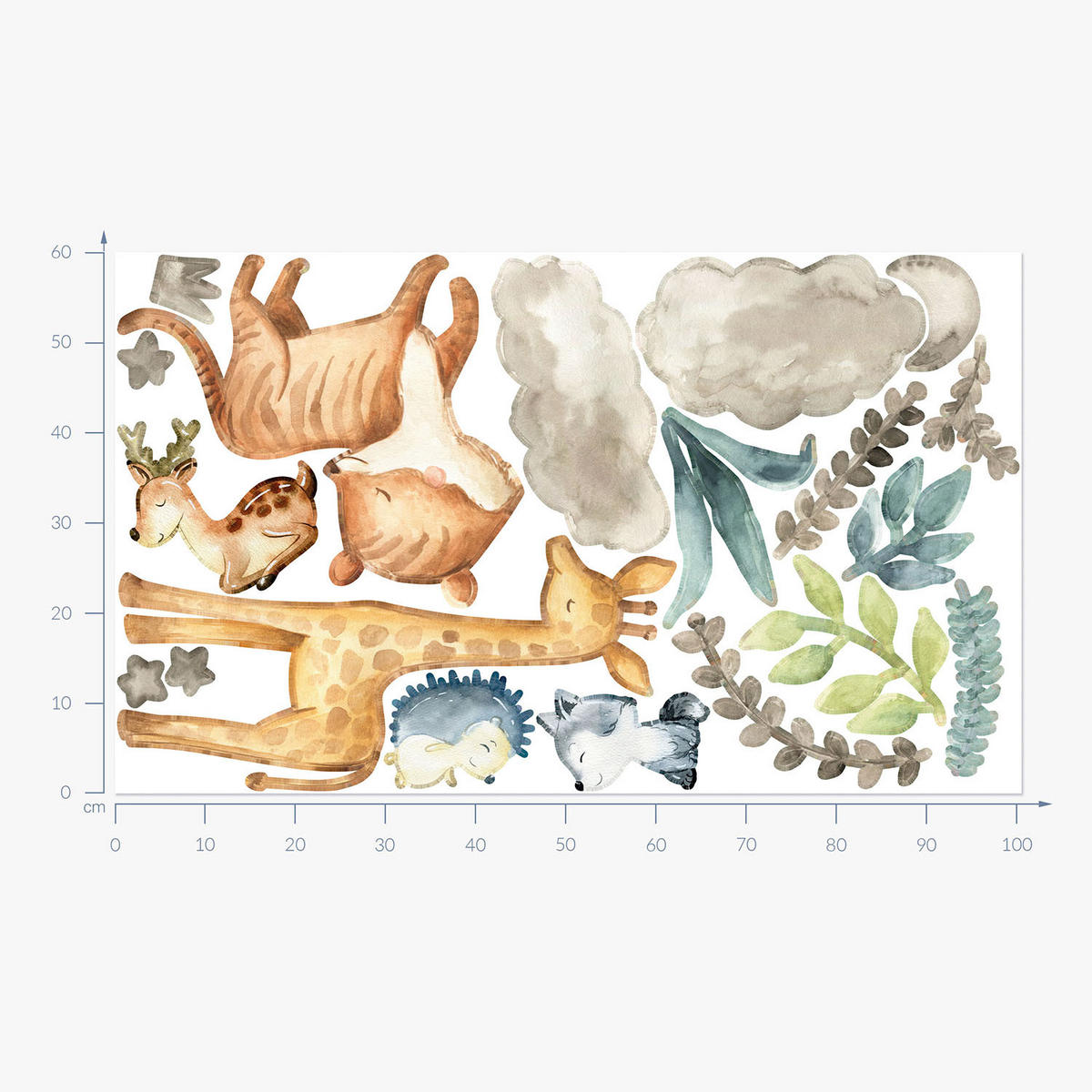 WANDAUFKLEBER 60x101cm - Tierische Natur - Multicolor, Kunststoff (60/101/0.1cm) - Wallfluent