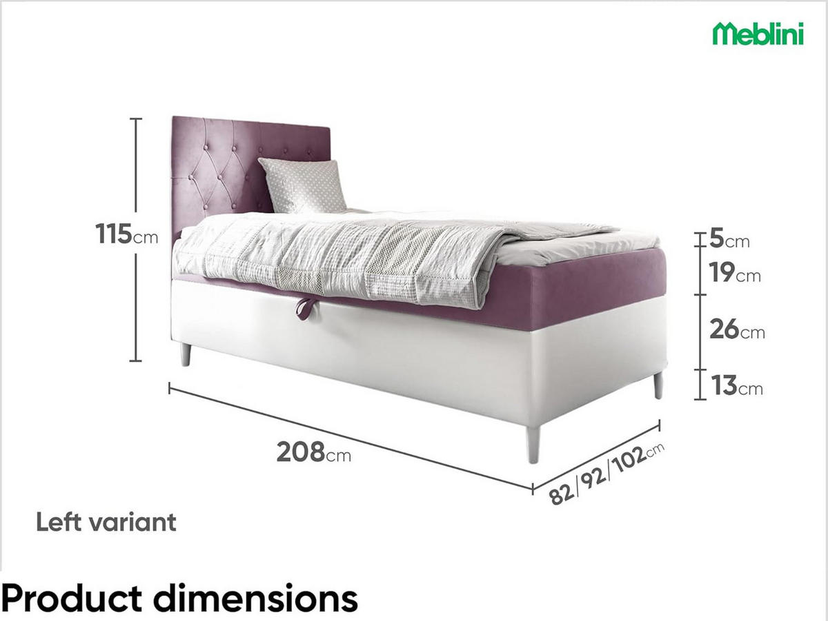 KINDERBETT FLIPPO 1 - Lila/Weiß, Holzwerkstoff (92/208cm) - Meblini