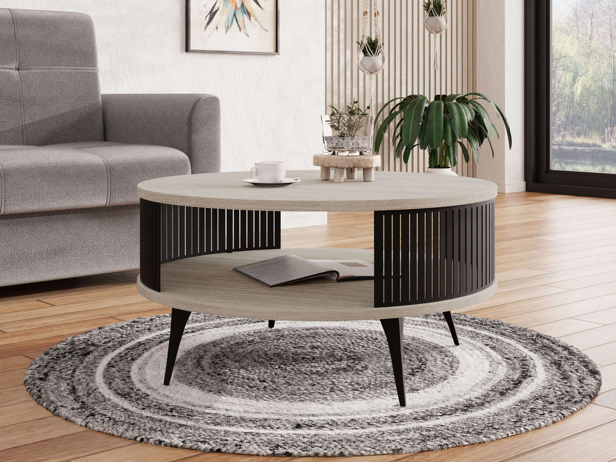 COUCHTISCH Roenni - Taupe/Schwarz, Holzwerkstoff/Metall (75/75/44cm) - MIRJAN24
