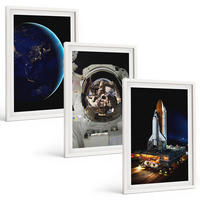 BILDER SET 3er Set - 40x60 cm Weißer Rahmen - Weltraum Erde Astronaut Rakete - Weiß, Kunststoff (40/60cm) - TULUP