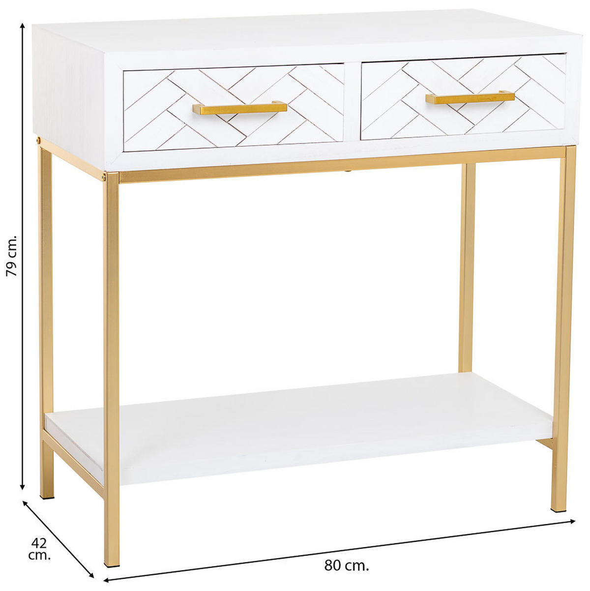 KONSOLENTISCH aus Metall und Holz, 80x42x79cm - Weiß, Holz (42/80/79cm) - Wanderlust