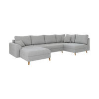WOHNLANDSCHAFT Alma Hellgrau Cord - Ottomane Links - Hellgrau/Braun, Holz/Textil (310/81/161cm) - S-Style Möbel