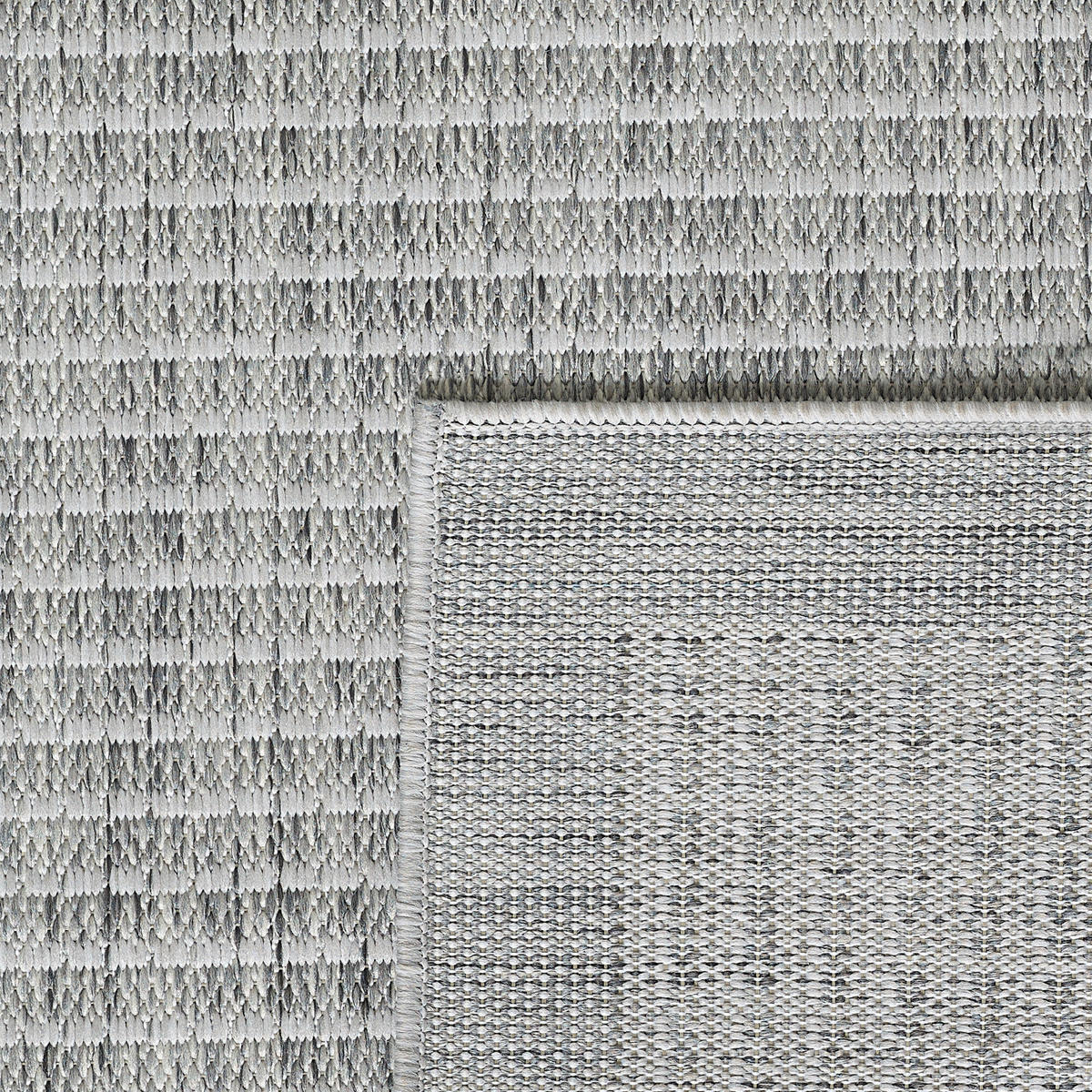 TEPPICH Outdoor Flachgewebe Uni-Farbe Polypropylen Balkon Grau Rund 160x160 - Grau, Textil (160/160cm) - KADIMA DESIGN
