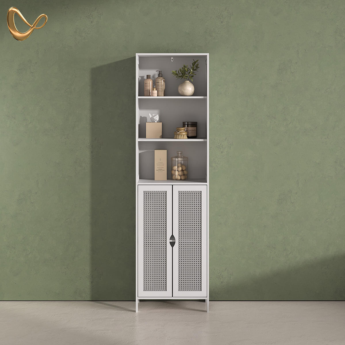 KOPALNIŠKA OMARICA Mincio, Bela, 48 x 170 cm z 2 vrati - bela, leseni material (48/170/29cm) - Livinity®