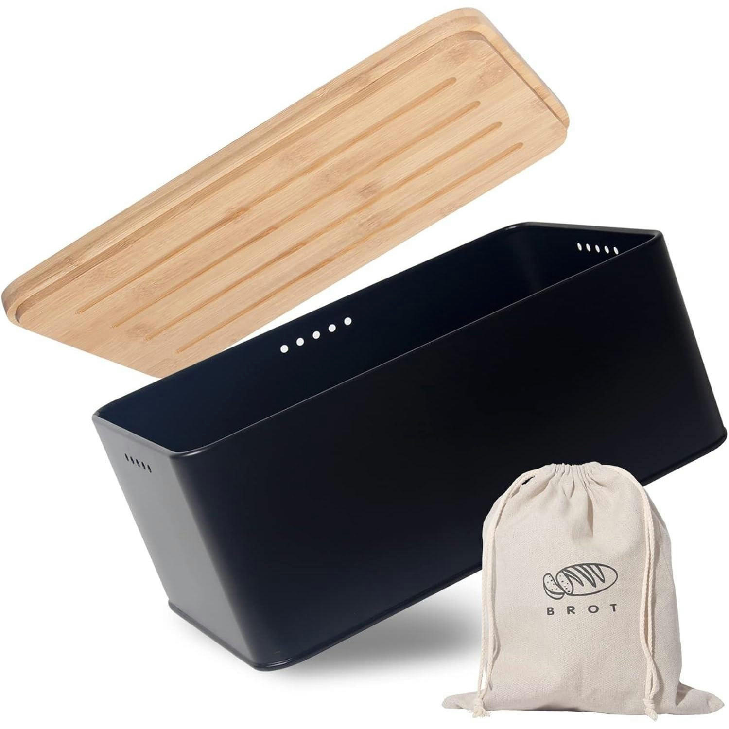 BROTKASTEN mit Schneidebrett 33 cm Schwarz Anthrazit - Schwarz, Kunststoff (21/15/33cm)