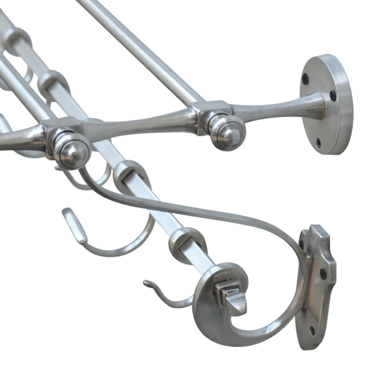 WANDGARDEROBE mit 12 Haken Messing antiquarisch vernickelt 22/164/34 cm - Silberfarben, Metall (164/34/34cm) - Signature