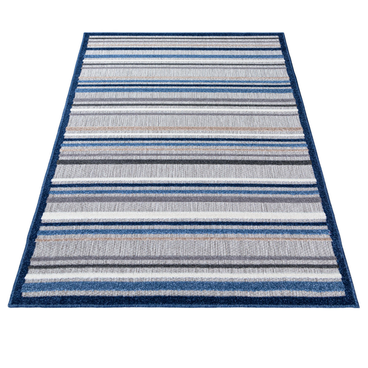 TEPPICH In-Outdoor Blau Abstract, Streifen - Kurzflor Rechteckig Grau - 140 x 200 cm - Blau/Grau, Textil (140/200cm) - Mazovia