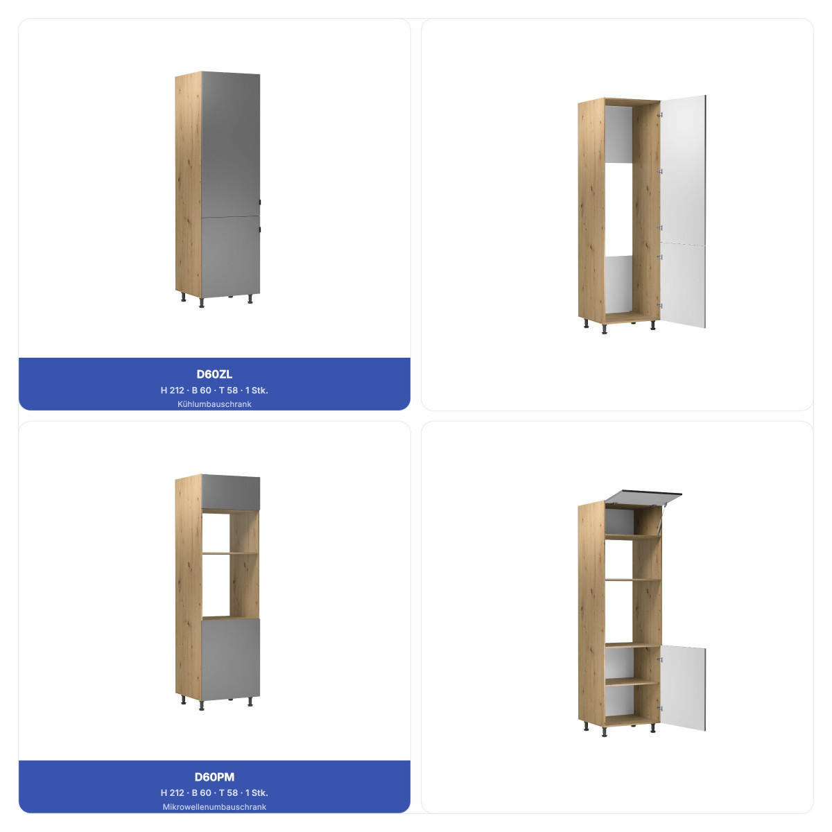 KÜCHENZEILE 240 cm - Langen KL18-M240 - in Beige / Matt - Beige, Holz (360/212/58cm)
