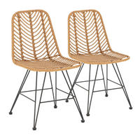 STUHL-SET 2 Emi, Ratan/Schwarz - Schwarz, Kunststoff/Metall (44/83/58cm) - VS Venta-stock