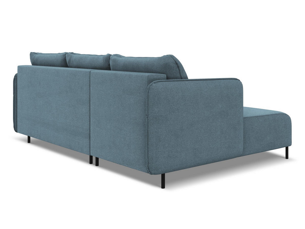 ECKSOFA mit Schlaffunktion Strukturstoff Stoff Blau - Blau/Schwarz, Holz/Textil (162/236cm) - Makamii