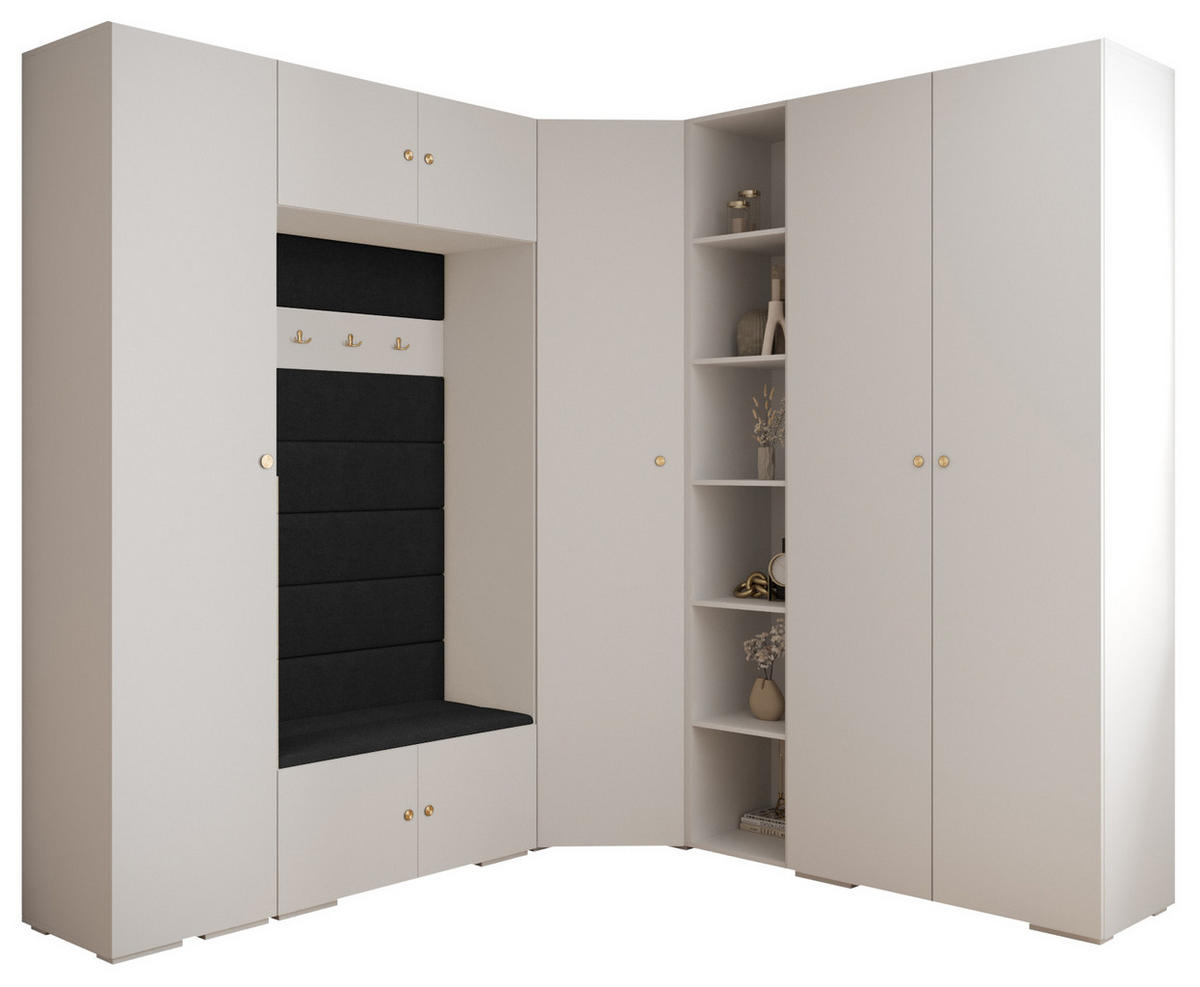 GARDEROBEN-SET 236,7/231,7/47 - Goldfarben/Schwarz, Holz/Kunststoff (181.7/236.7/47cm) - Abiks Möbel