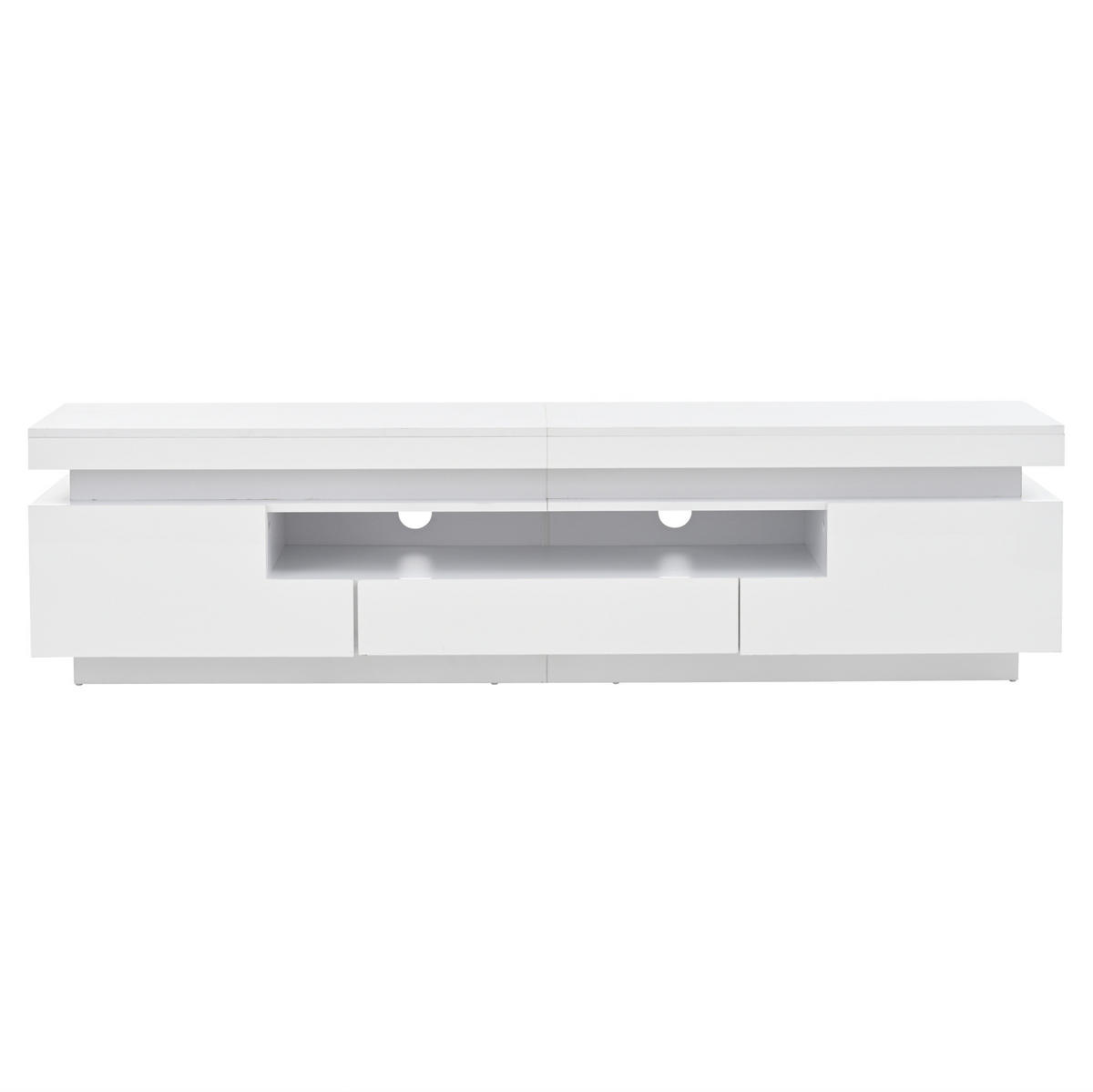 TV-LOWBOARD aus Spanplatte 175x38x45 cm Weiß mit LED-Beleuchtung, 2 Schränken und Schublade - Weiß, Holzwerkstoff (175/45/38cm) - IVMEU