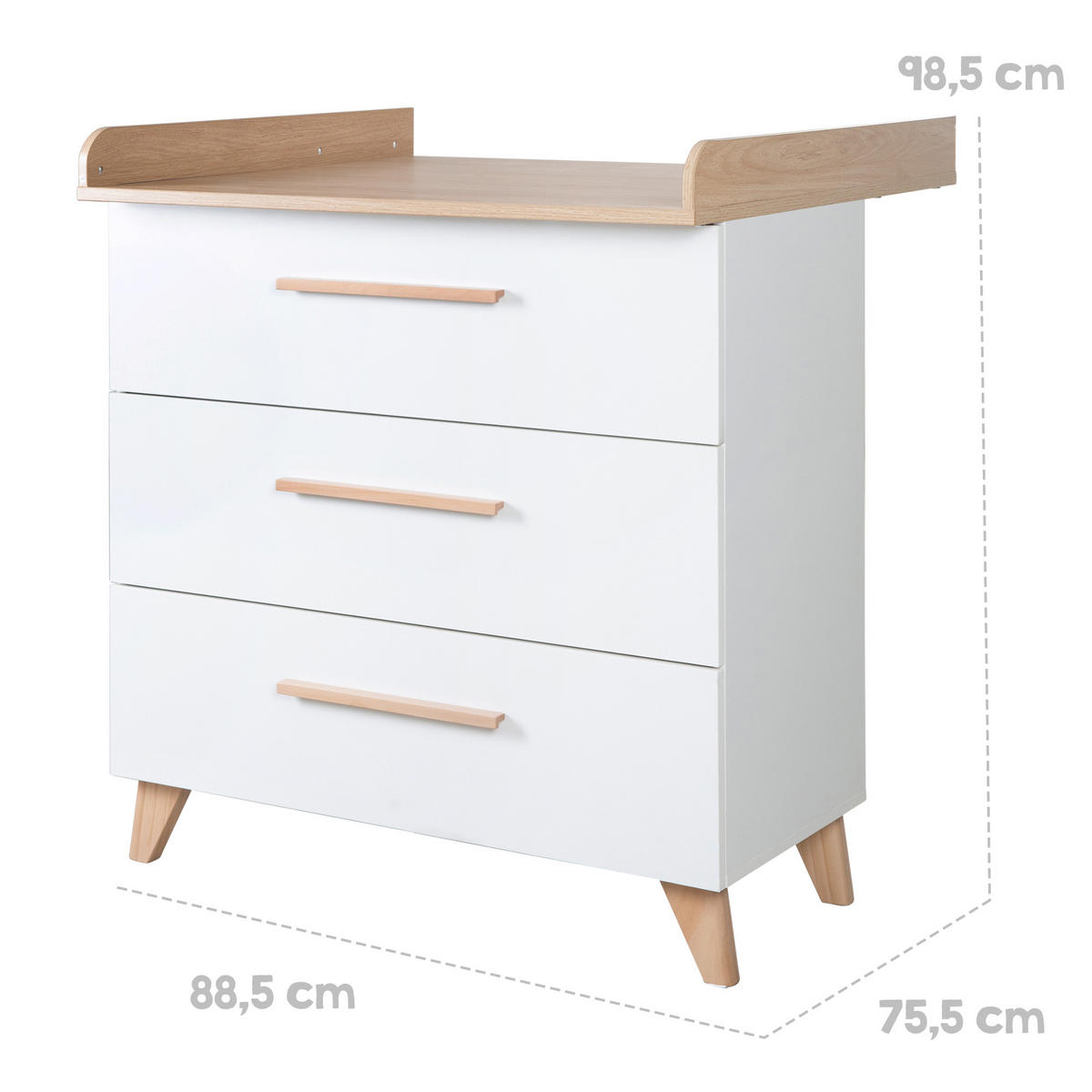 BABYZIMMER Leon 3-teilig II - Weiß, Holz (1/1/1cm) - Roba