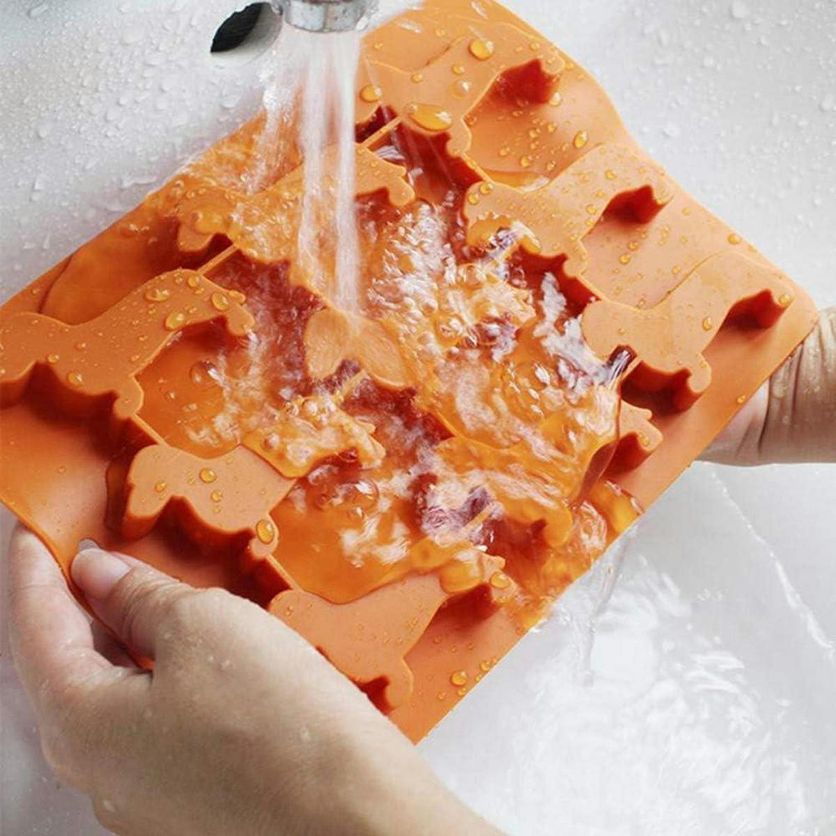 EISWÜRFELFORM 9 Stück Dackel Silikon Orange - Orange, Kunststoff (14/2/21.8cm)